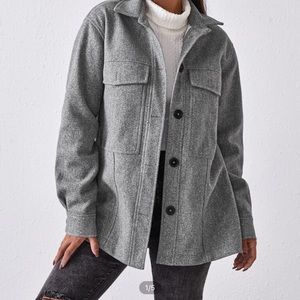 Shein button front pocket patch coat